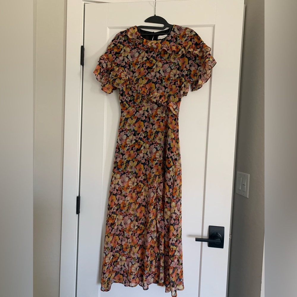 Top shop flower print and ruffle detailing